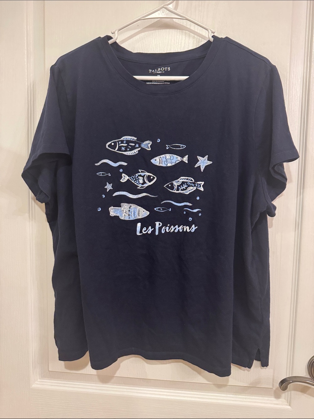 Talbots Navy 'Les Poissons' Fish Graphic Tee
